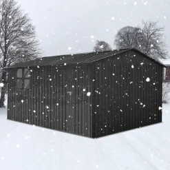 Pihavarasto , 375x286x162cm, ikkuna, musta*Fornorth Hot