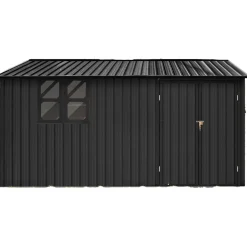 Pihavarasto , 375x286x162cm, ikkuna, musta*Fornorth Hot