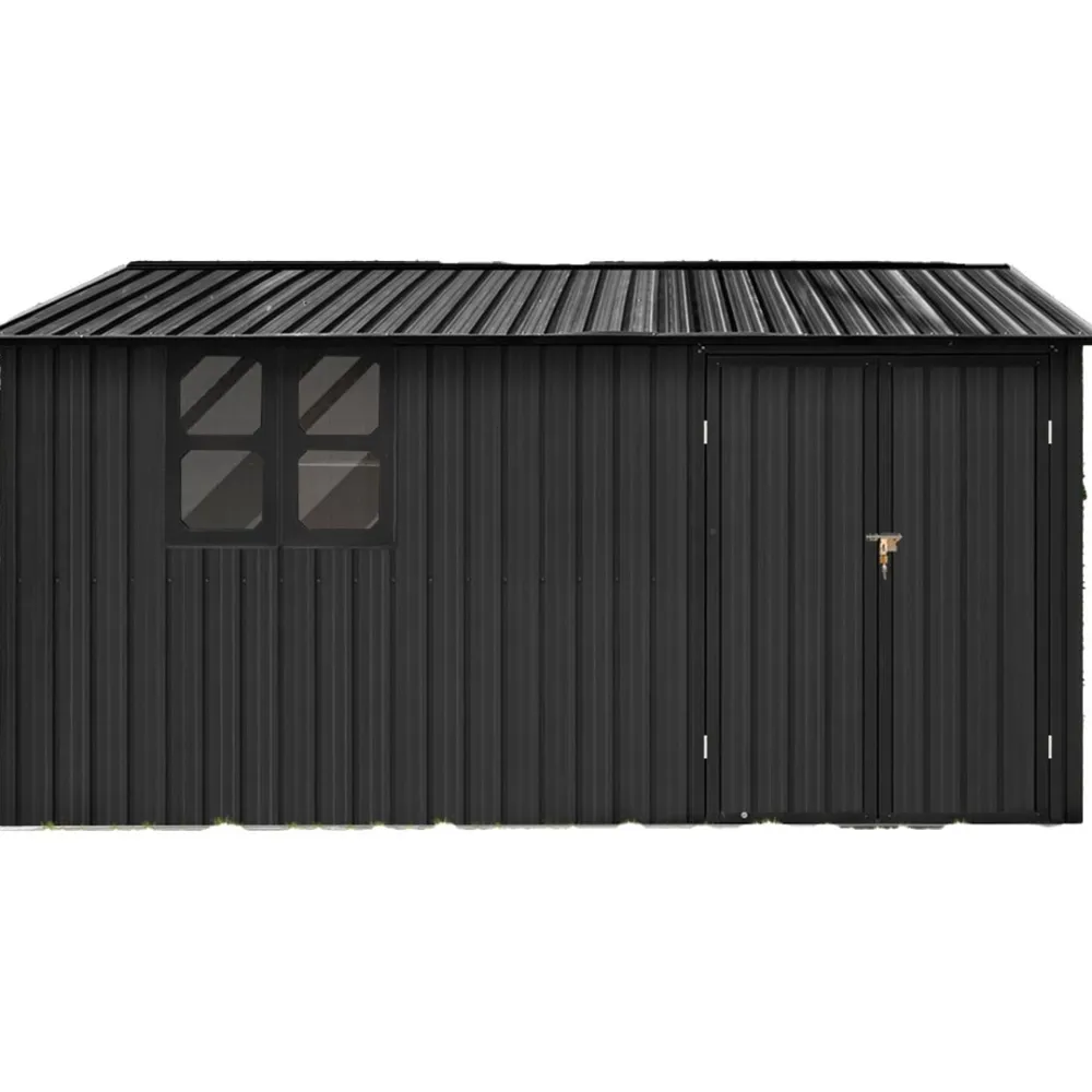 Pihavarasto , 375x286x162cm, ikkuna, musta*Fornorth Hot