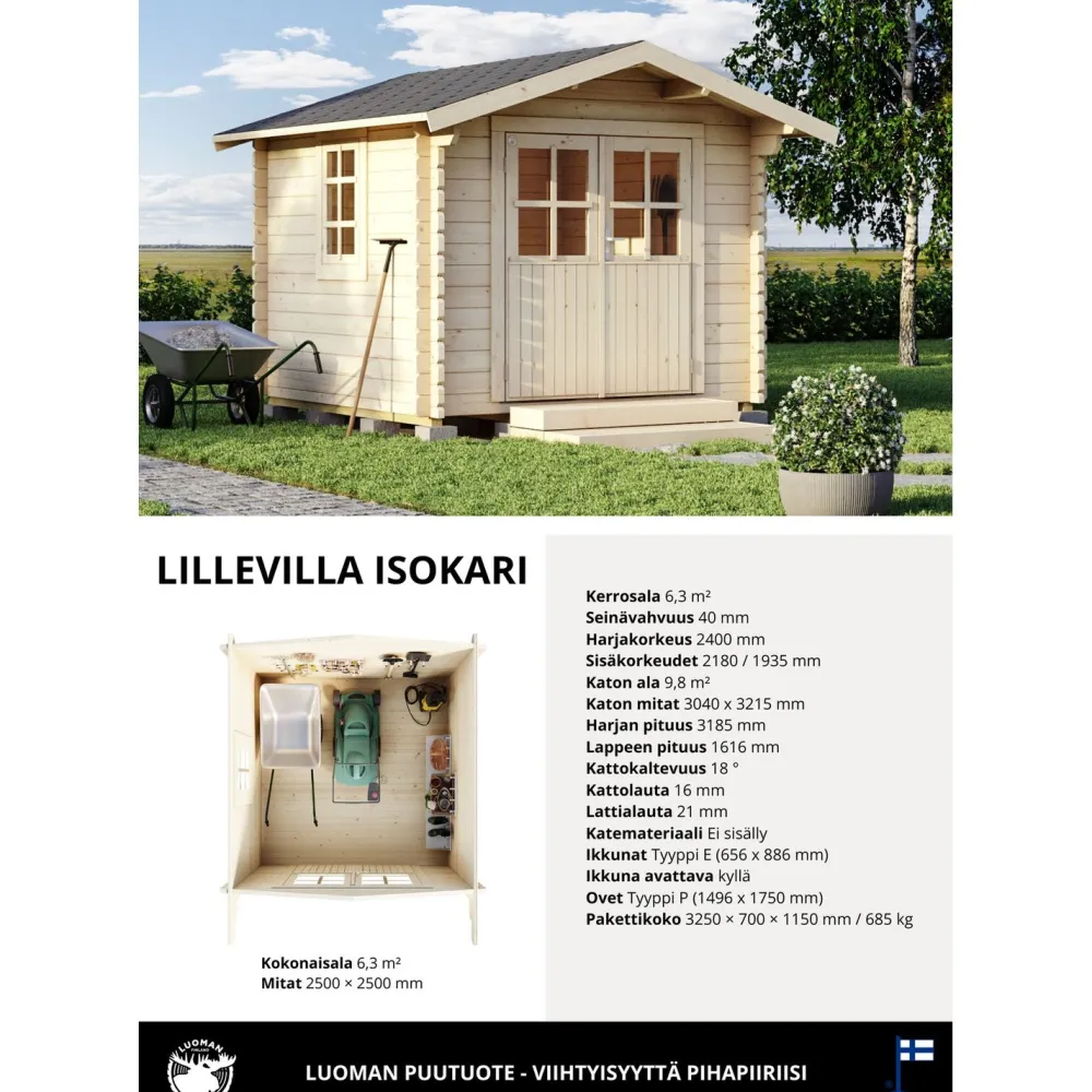 Pihavarasto 478-2 Isokari, 6.25m²*Luoman Lillevilla Discount