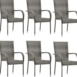 Pinottavat ulkotuolit 6 kpl harmaa polyrottinki*FinePRICE New
