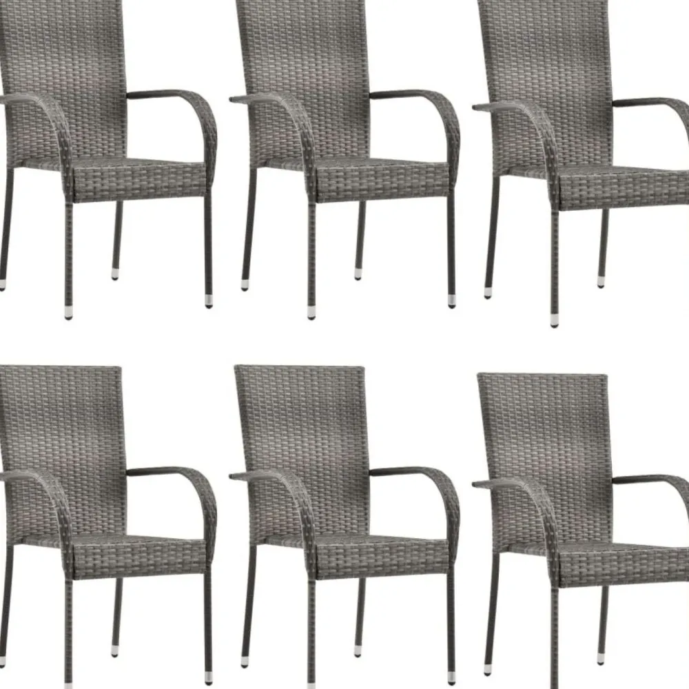 Pinottavat ulkotuolit 6 kpl harmaa polyrottinki*FinePRICE New