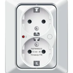 Pistorasia TimesUP, ajastimella, 2-osainen, 16A, IP20, uppo-asennus, valkoinen*Norwesco Outlet