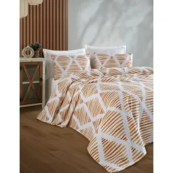 Päiväpeitto + tyynyliina Segment, 160x230cm + 50x70cm, sinapinkeltainen*Linento Hot