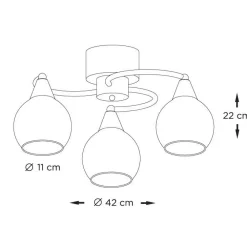 Plafondi Iris 3-osainen K11010-3A  Ø 42 cm metalli antiikkimessinki*Sessak Sale
