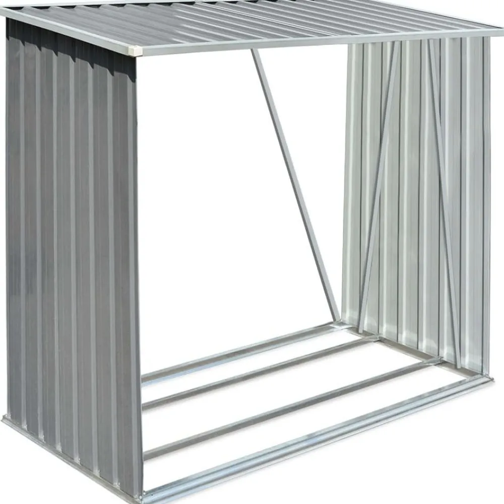 Polttopuukatos 163x83x154cm, galvanoitu teräs, harmaa*FinePRICE Best