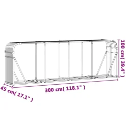 Polttopuuteline antrasiitti 300x45x100 cm galvanoitu teräs*FinePRICE Discount