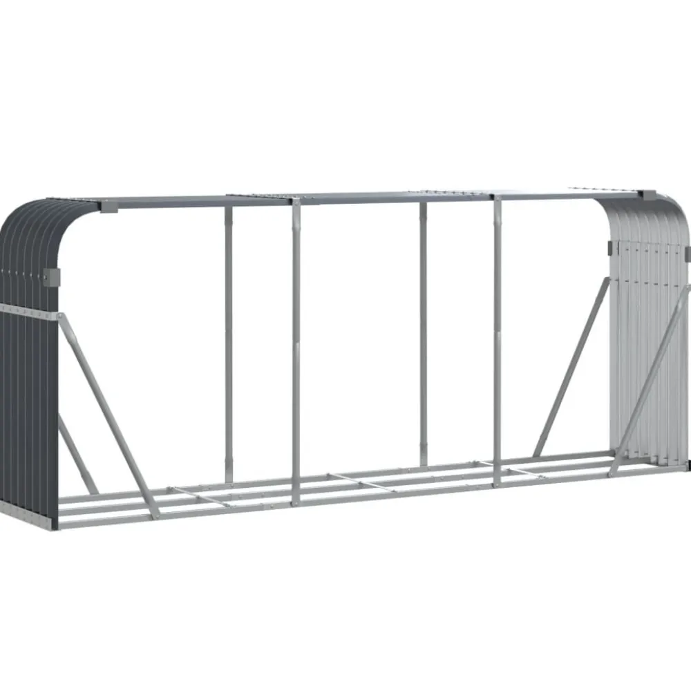 Discount Polttopuuteline antrasiitti 234x45x100 cm galvanoitu teräs Polttopuutelineet