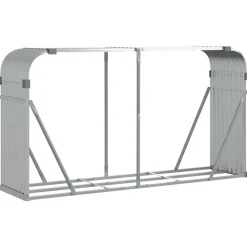 Polttopuuteline hopea 180x45x100 cm galvanoitu teräs*FinePRICE Discount