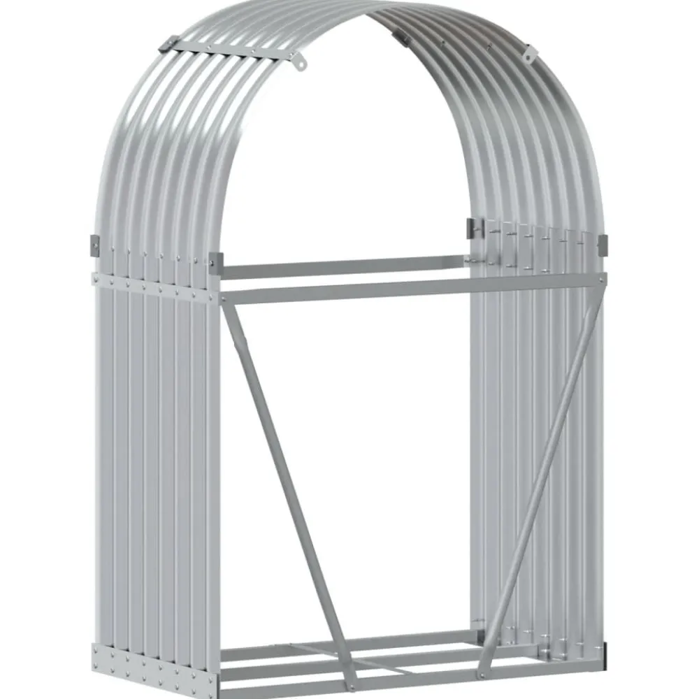 Polttopuuteline hopea 80x45x120 cm galvanoitu teräs*FinePRICE Sale