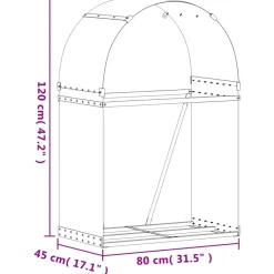 Polttopuuteline hopea 80x45x120 cm galvanoitu teräs*FinePRICE Sale