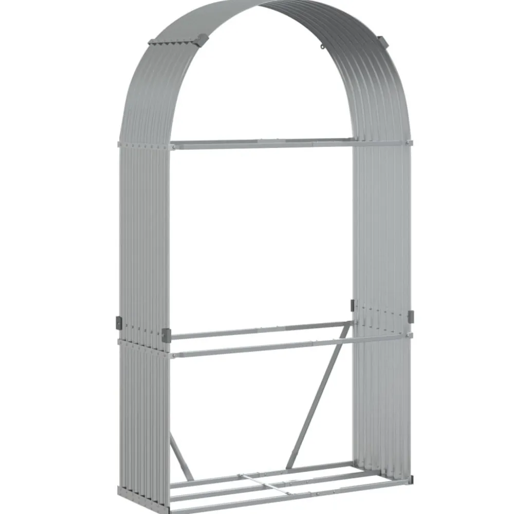 Best Polttopuuteline hopea 120x45x210 cm galvanoitu teräs Polttopuutelineet
