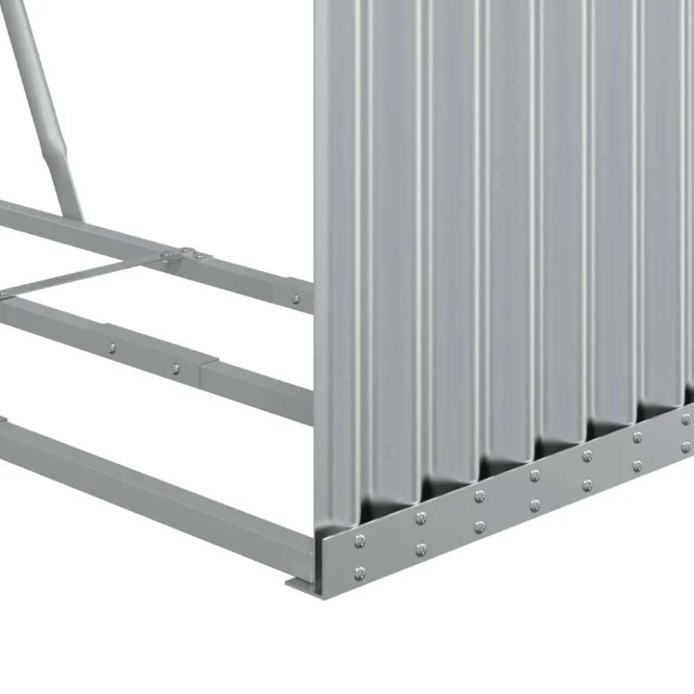 Best Polttopuuteline hopea 120x45x210 cm galvanoitu teräs Polttopuutelineet