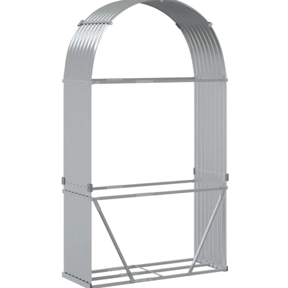 Best Polttopuuteline hopea 120x45x210 cm galvanoitu teräs Polttopuutelineet