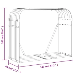 Discount Polttopuuteline vaaleanharmaa 120x45x100 cm galvanoitu teräs Polttopuutelineet