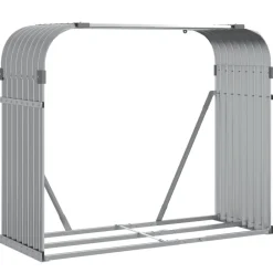 Discount Polttopuuteline vaaleanharmaa 120x45x100 cm galvanoitu teräs Polttopuutelineet