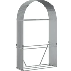 Outlet Polttopuuteline vaaleanharmaa 120x45x210 cm galvanoitu teräs Polttopuutelineet