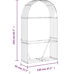 Outlet Polttopuuteline vaaleanharmaa 120x45x210 cm galvanoitu teräs Polttopuutelineet