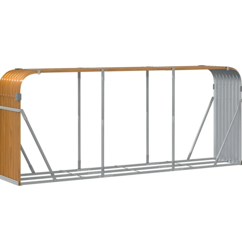 Polttopuuteline vaaleanruskea 120x45x210 cm galvanoitu teräs*FinePRICE Outlet
