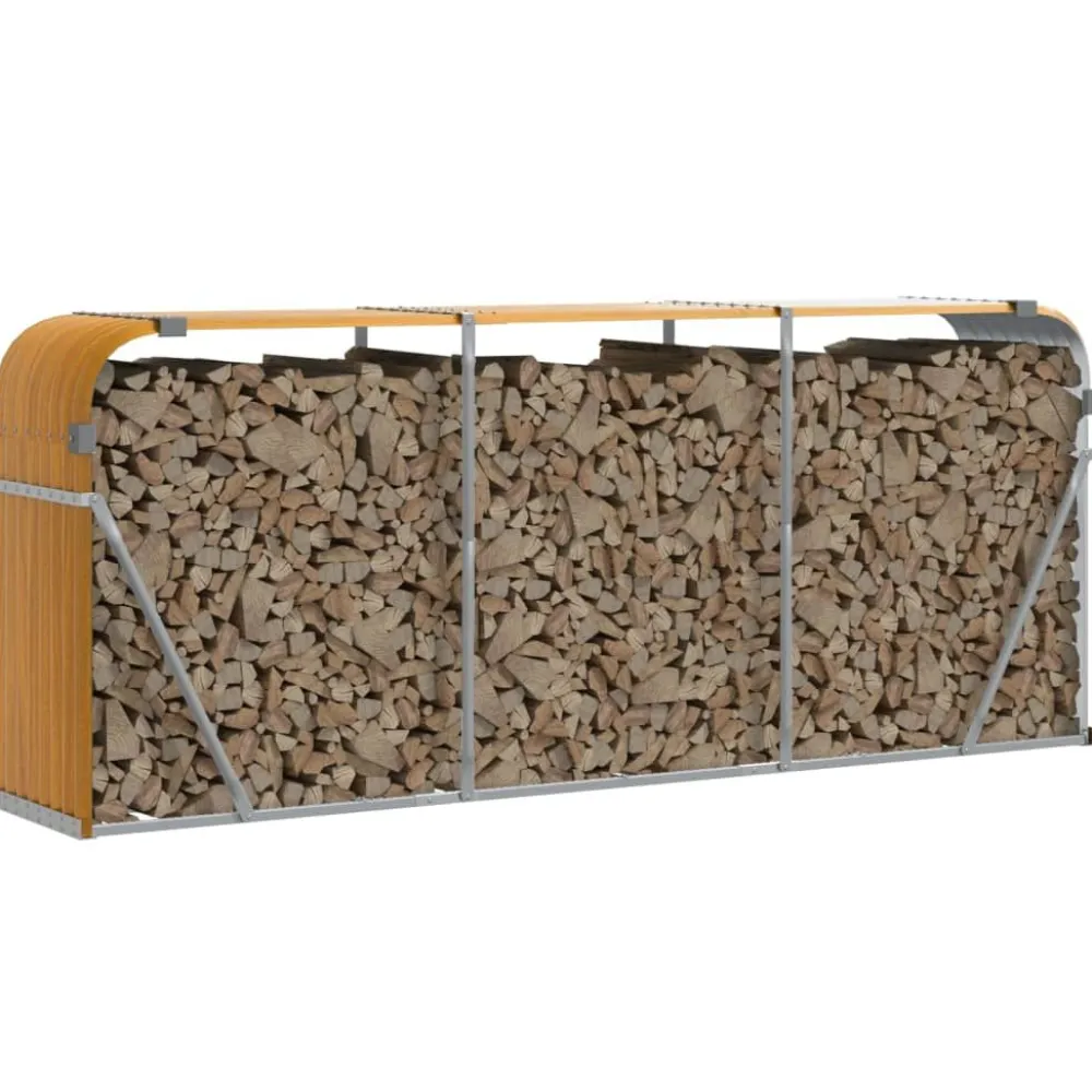 Polttopuuteline vaaleanruskea 120x45x210 cm galvanoitu teräs*FinePRICE Outlet