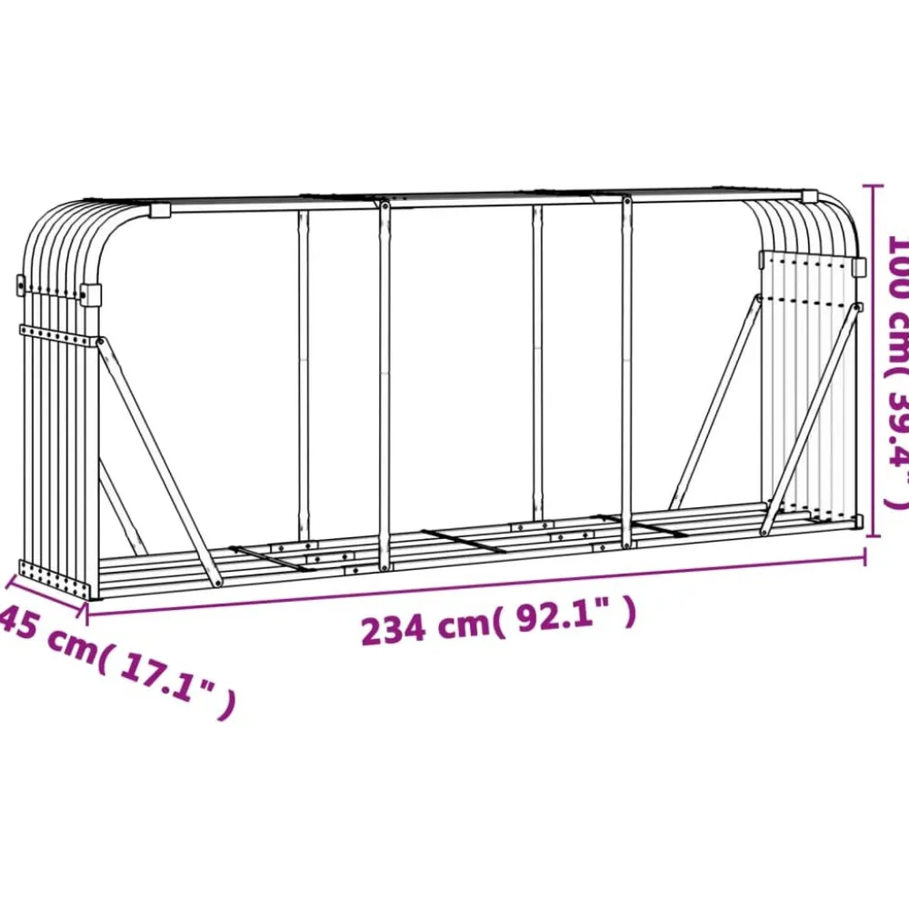 Polttopuuteline vaaleanruskea 120x45x210 cm galvanoitu teräs*FinePRICE Outlet