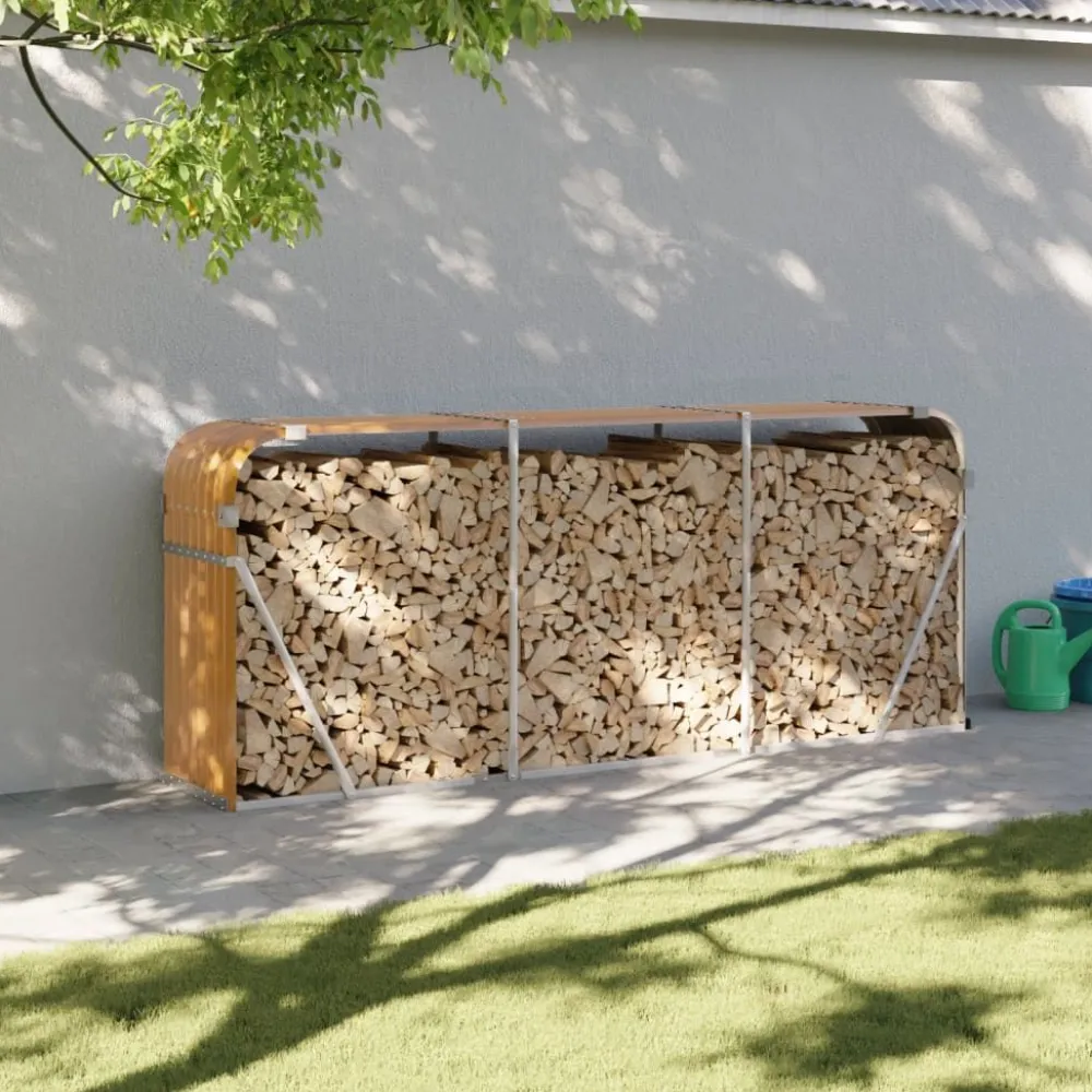 Polttopuuteline vaaleanruskea 120x45x210 cm galvanoitu teräs*FinePRICE Outlet