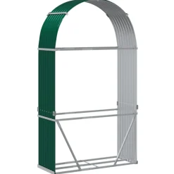 Sale Polttopuuteline vihreä 120x45x210 cm galvanoitu teräs Polttopuutelineet
