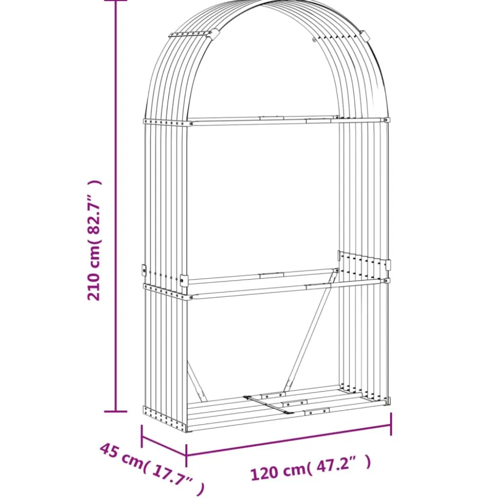 Sale Polttopuuteline vihreä 120x45x210 cm galvanoitu teräs Polttopuutelineet