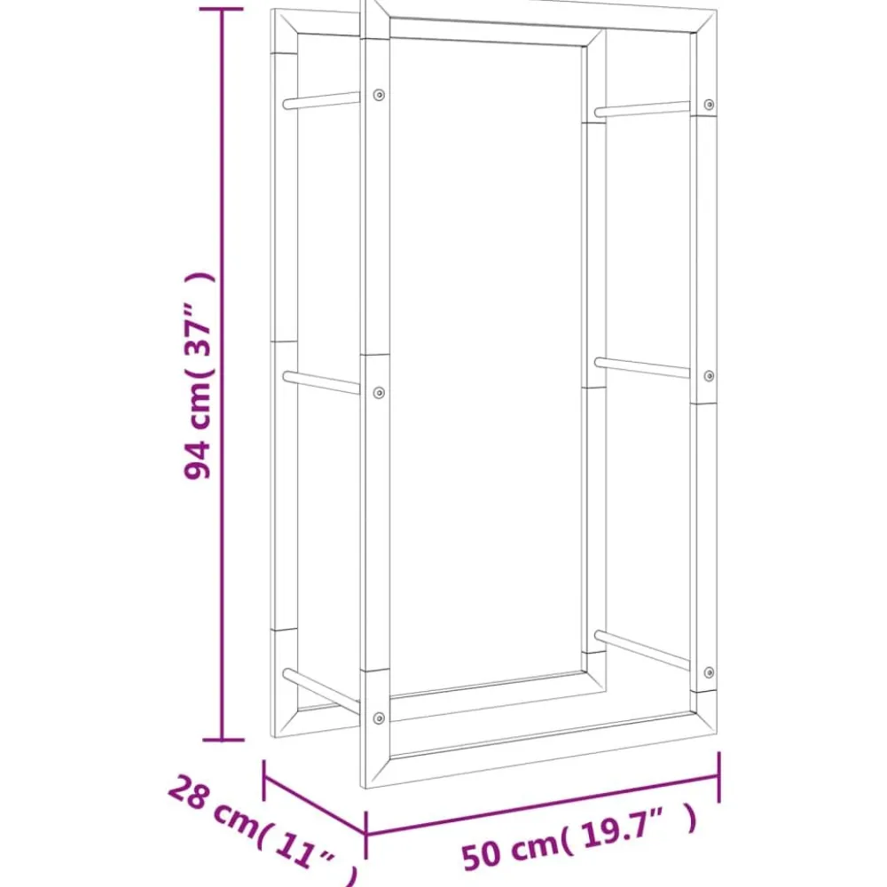 Polttopuuteline 50x28x94 cm ruostumaton teräs*FinePRICE Online