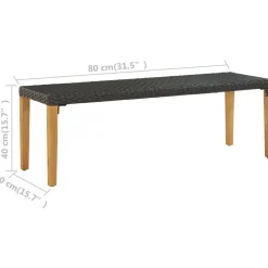 Discount Polyrottinkinen musta puutarhapenkki 80 cm Puutarhapenkit|Polyrottinkikalusteet
