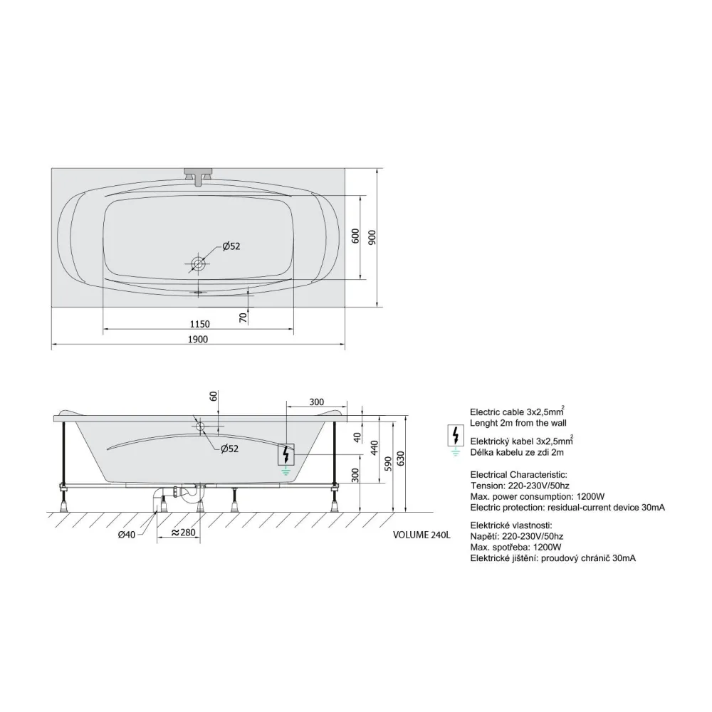 Sale Poreamme Garda Active Hydro-Air, 1900x900x440mm, 240l, valkoinen Poreammeet