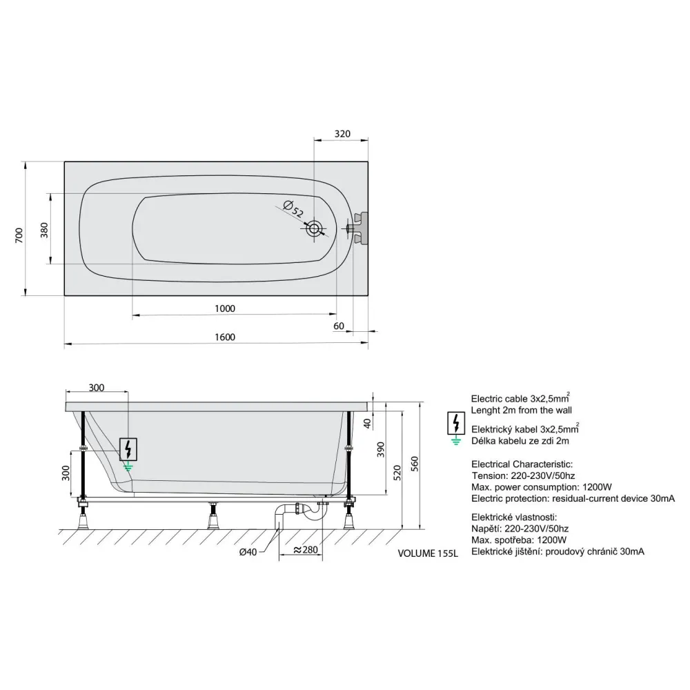 Sale Poreamme Laura Highline Hydro-Air, 1600x700x390mm, 155l, valkoinen Poreammeet