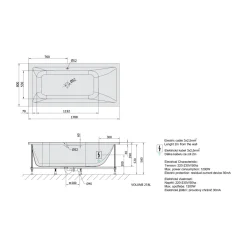 Poreamme Mimoa Highline Hydro, 1700x800x390mm, 218l, valkoinen*Interia Online