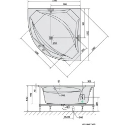 Poreamme Rosana Attraction Hydro-Air, 1500x1500x490mm, 365l, valkoinen Poreammeet