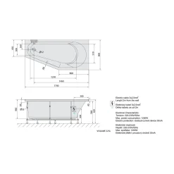 Hot Poreamme Tigra Highline Hydro, 1700x800x460mm, oikea, 225l, valkoinen Poreammeet