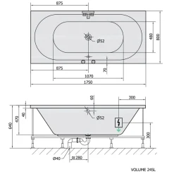 Outlet Poreamme Viva Active Hydro-Air, 1750x800x470mm, 235l, kulmikas, valkoinen Poreammeet