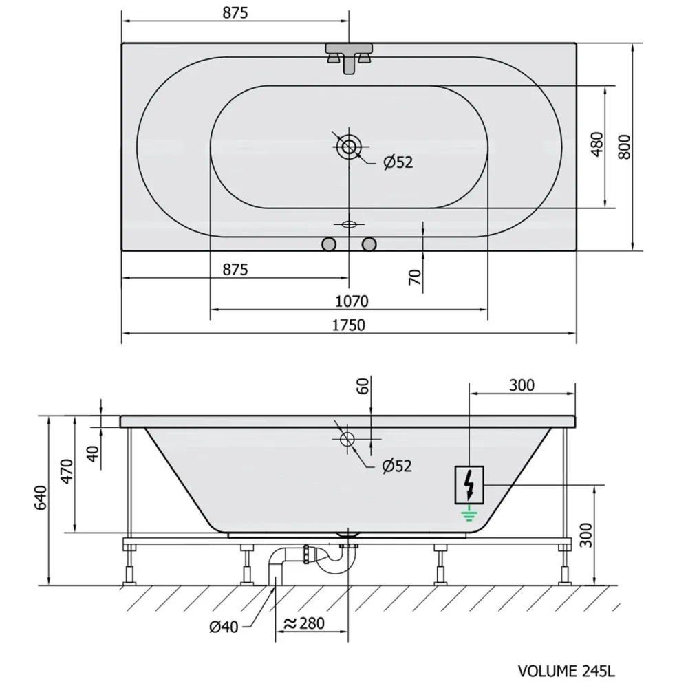 Outlet Poreamme Viva Active Hydro-Air, 1750x800x470mm, 235l, kulmikas, valkoinen Poreammeet