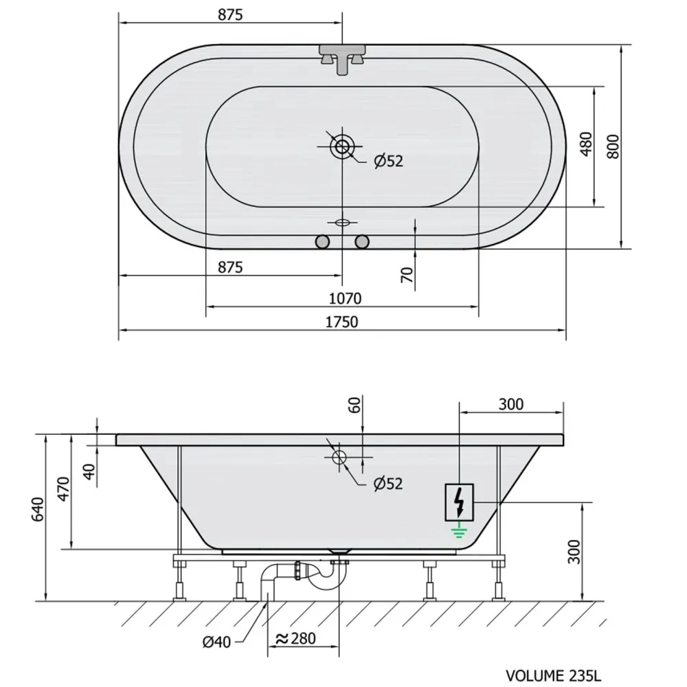 Sale Poreamme Viva Attraction Hydro-Air, 1750x800x470mm, 235l, valkoinen Poreammeet
