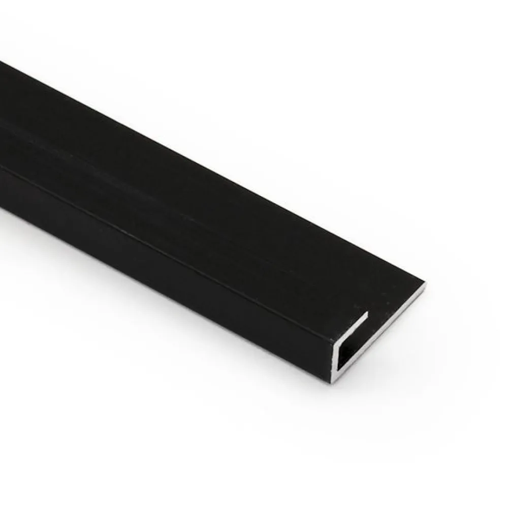 Pääty-/reunalista välitilalevylle J-profiili musta 3650 mm*Aluco New