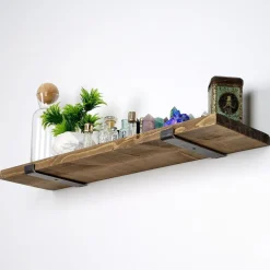 Puinen seinähylly LAM010, leveys 60cm, ruskea*Linento Furniture Outlet