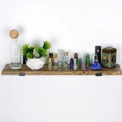 Puinen seinähylly LAM010, leveys 60cm, ruskea*Linento Furniture Outlet