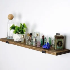 Puinen seinähylly LAM010, leveys 60cm, ruskea*Linento Furniture Outlet