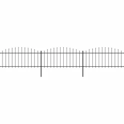 Puutarha-aita keihäskärjillä teräs (0.5-0.75)x5.1m musta*FinePRICE Outlet