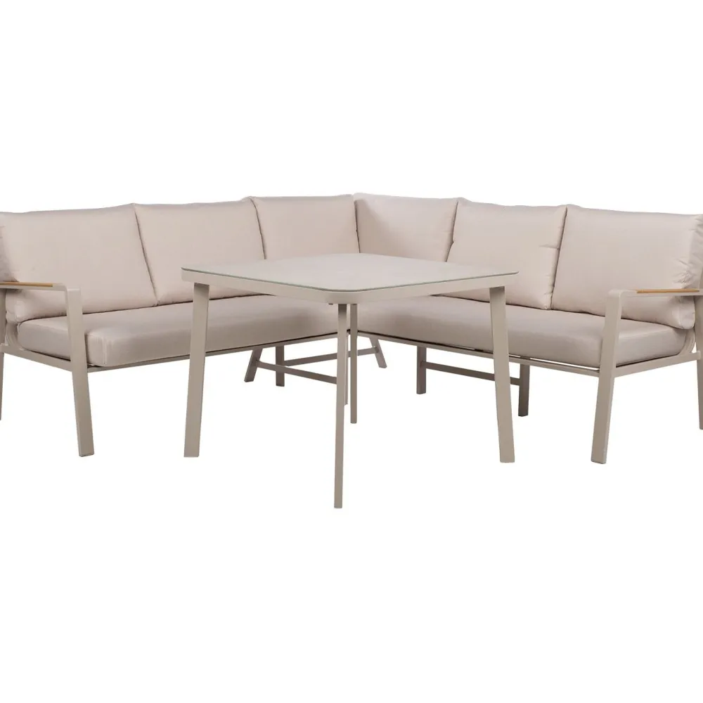 Puutarhakalustesetti UPLAND pöytä ja kulmasohva, beige*Home4you Hot