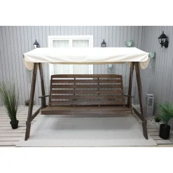 Puutarhakeinu katoksella Pelle 165cm ruskea/beige*Baltic Garden Hot