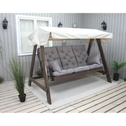 Puutarhakeinu katoksella Pelle 165cm ruskea/beige*Baltic Garden Hot