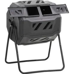 Puutarhakompostiroskis musta 73x64x95 cm 160 l*FinePRICE Outlet