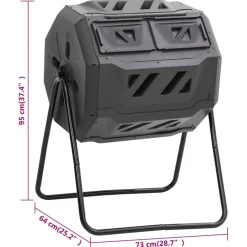 Puutarhakompostiroskis musta 73x64x95 cm 160 l*FinePRICE Outlet