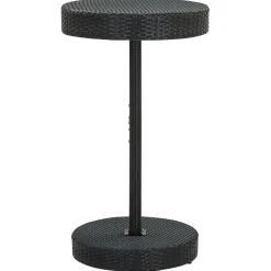 Puutarhan bistrosarja 3-osainen musta polyrottinki/täysi akasiapuu (87718)*FinePRICE Outlet