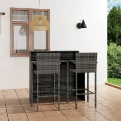 Puutarhan bistrosarja 3-osainen harmaa (64887)*FinePRICE Discount
